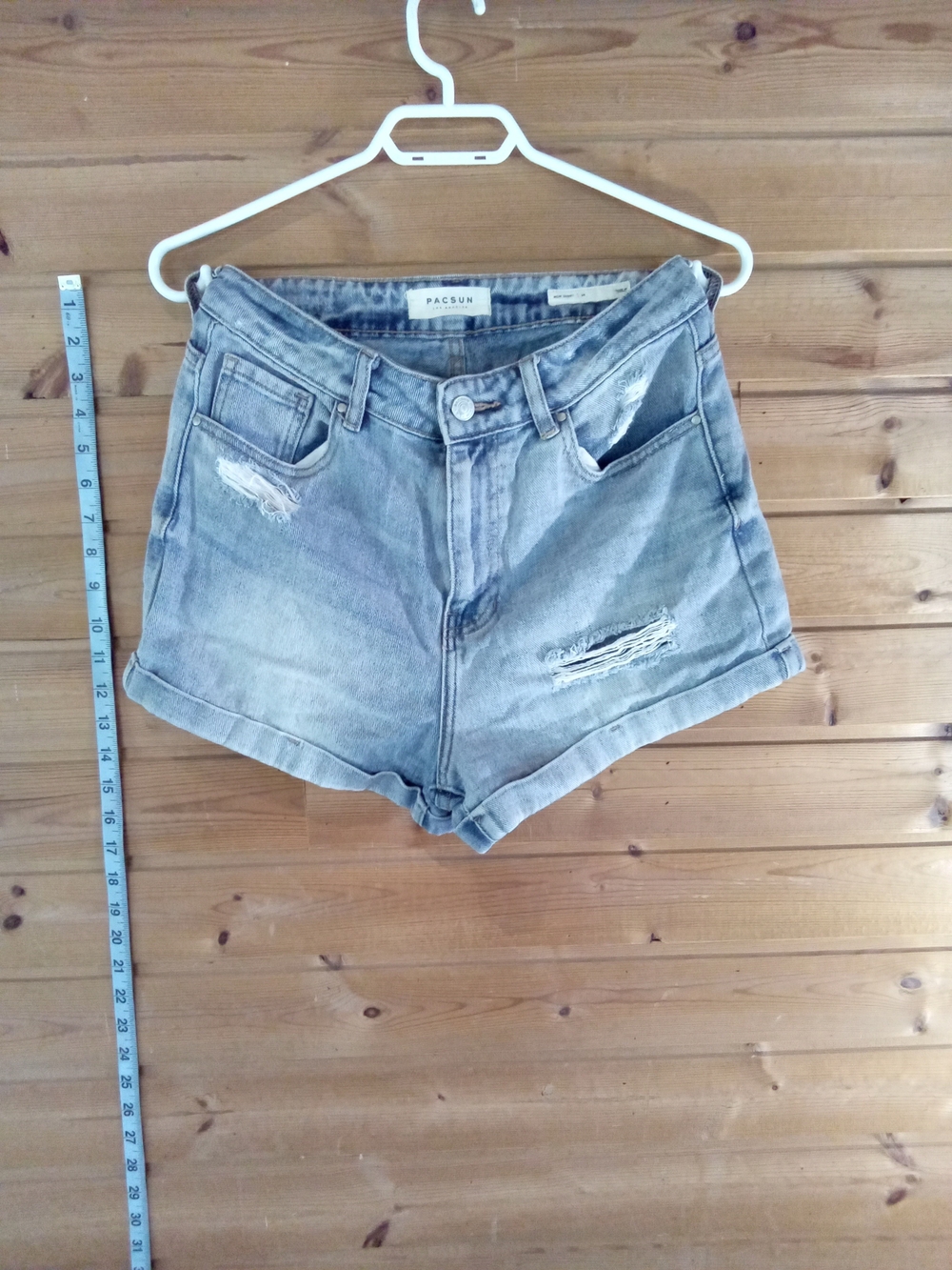 PacSun Faded Light Blue Distressed High-Rise Denim Shorts